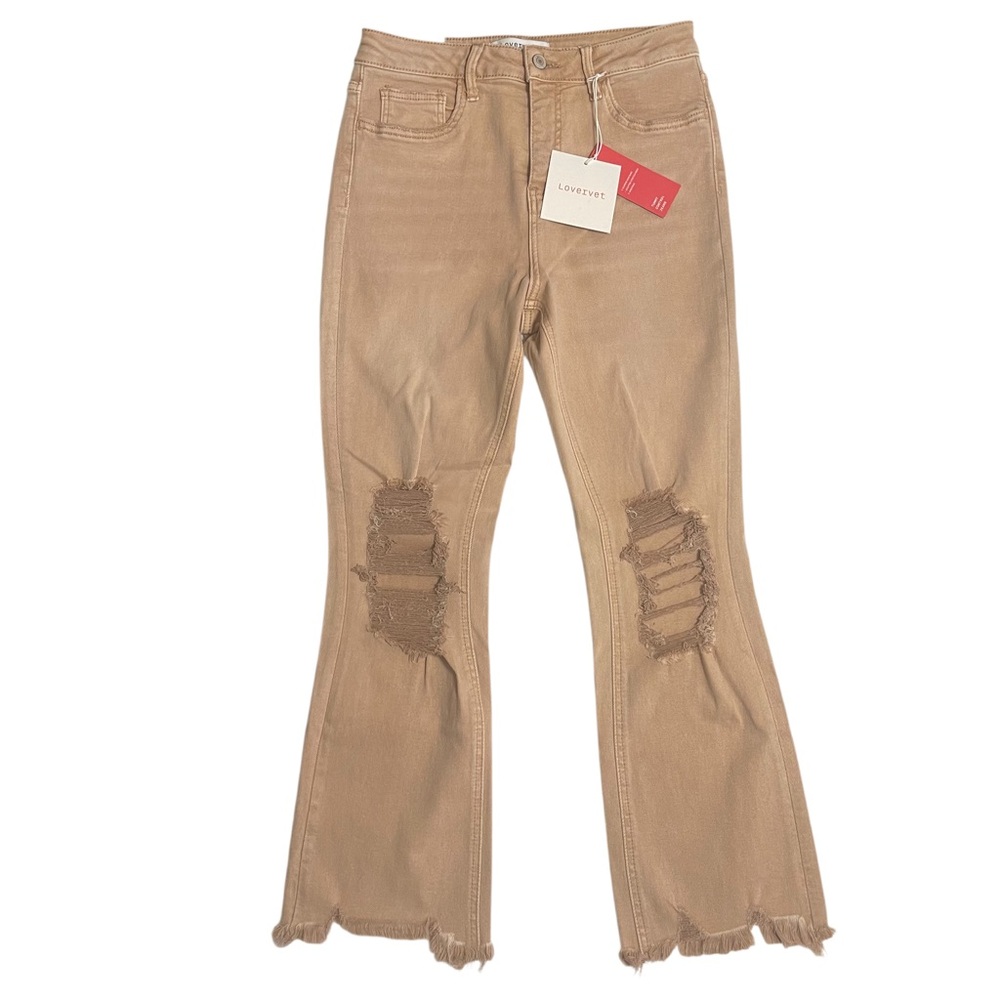 NWT Lovervet Womens Crop Flare High Rise Tummy Control Jeans Rose Size 28/7